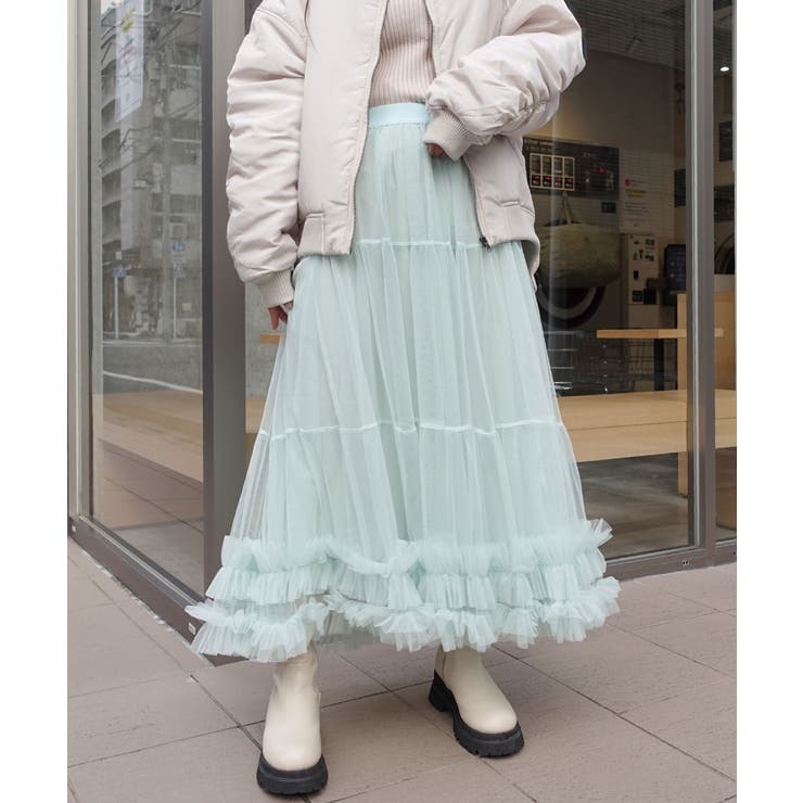 チュールフリルスカート ティアード ロング丈 可愛い L1980 楽天市場】チュールスカート ティアードスカート ふわり舞う