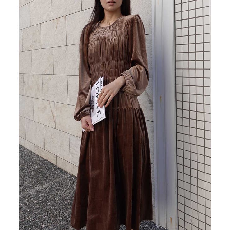 シャーリングベロアワンピース パーティ 二次会 謝恩会 オケージョン