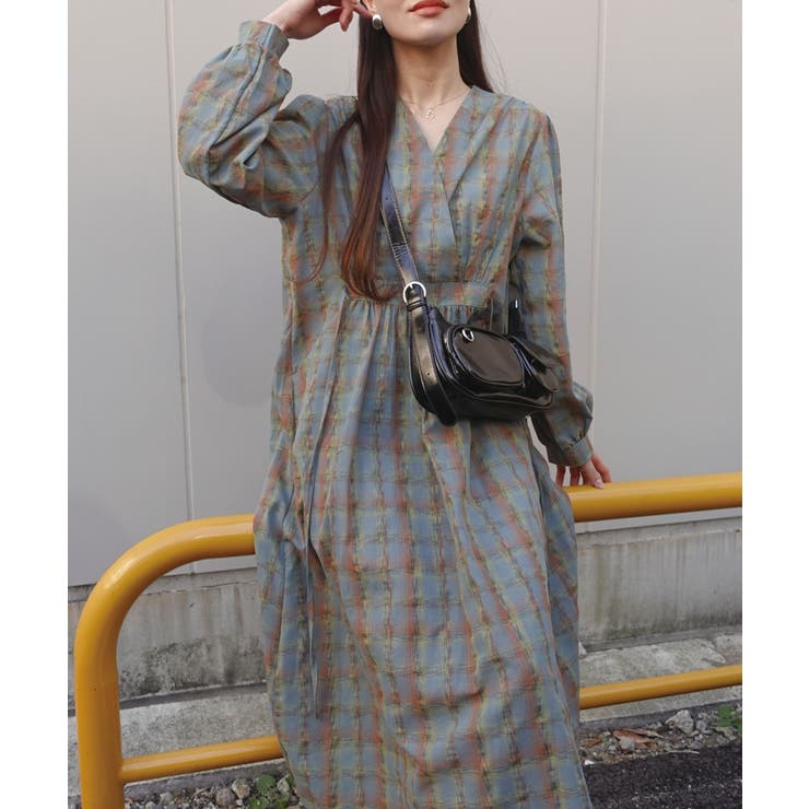 チェックカシュクールワンピース[品番：TRIW0004008]｜CORNERS  （コーナーズ）のレディースファッション通販｜SHOPLIST（ショップリスト）