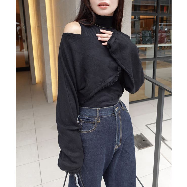 【専用】さき様 Vネックプレーンニット＋ノースリニットマキシ Vネックプレーンニットセーター - ブラック | ZARA Japan / 日本