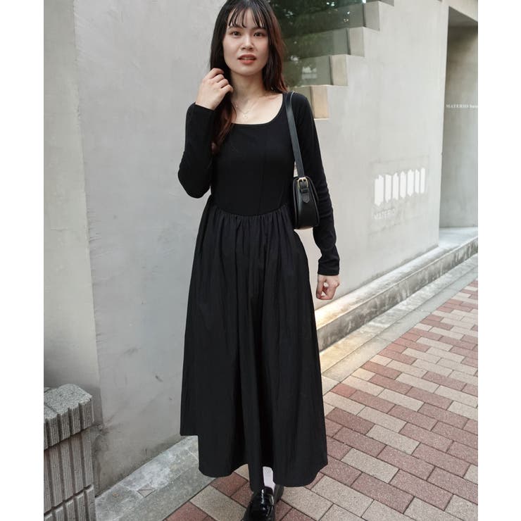 タグ付き　美品　エムズグレイシー　異素材ドッキングワンピース 異素材ドッキングワンピース [E3188] - レディースファッション