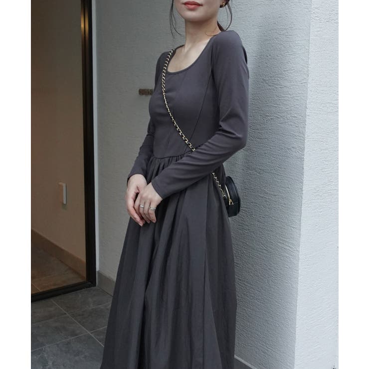 美品！　courreges　異素材ドッキング　モノトーンワンピース 0000040211015.jpg