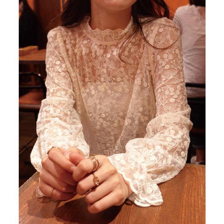 ディオール　ブラウス　クリーニング済　刺繍　M　ハイネック　シースルー 楽天市場】ブラウス レディース 刺繍 コットン レース