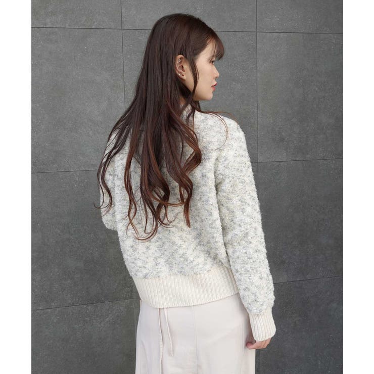 美品ST.JOHN ノーカラージップアップニットジャケット6size L
