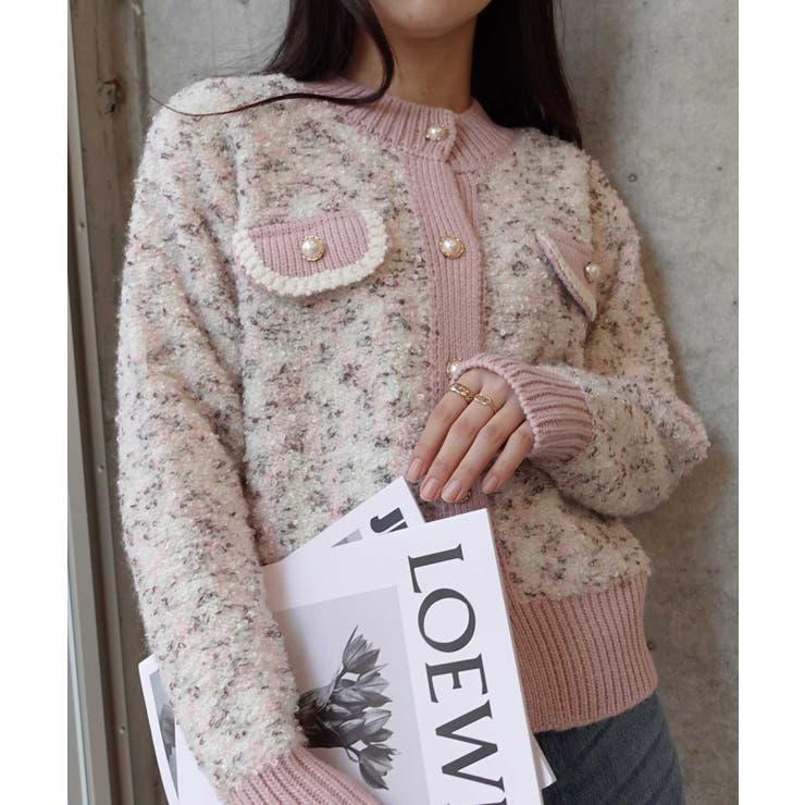 カラーネップノーカラーニットジャケット | CORNERS  | 詳細画像3 