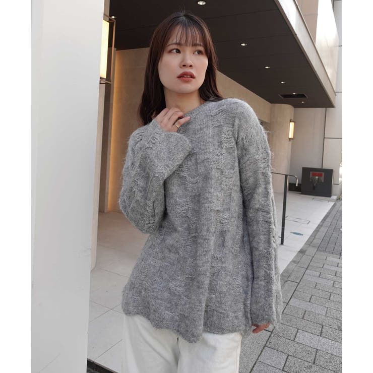 グレー | 起毛メランジオーバーサイズニット | CORNERS 