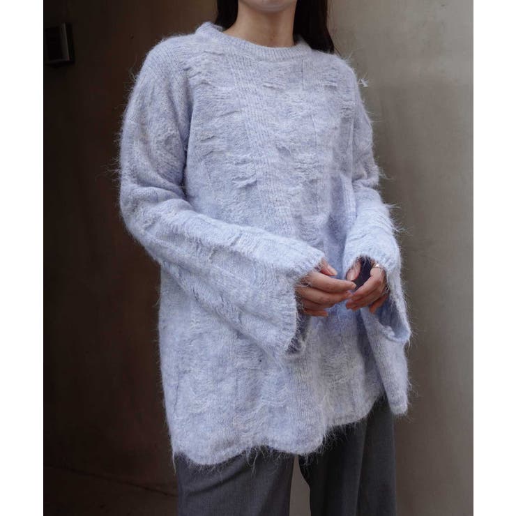 ライトブルー | 起毛メランジオーバーサイズニット | CORNERS 