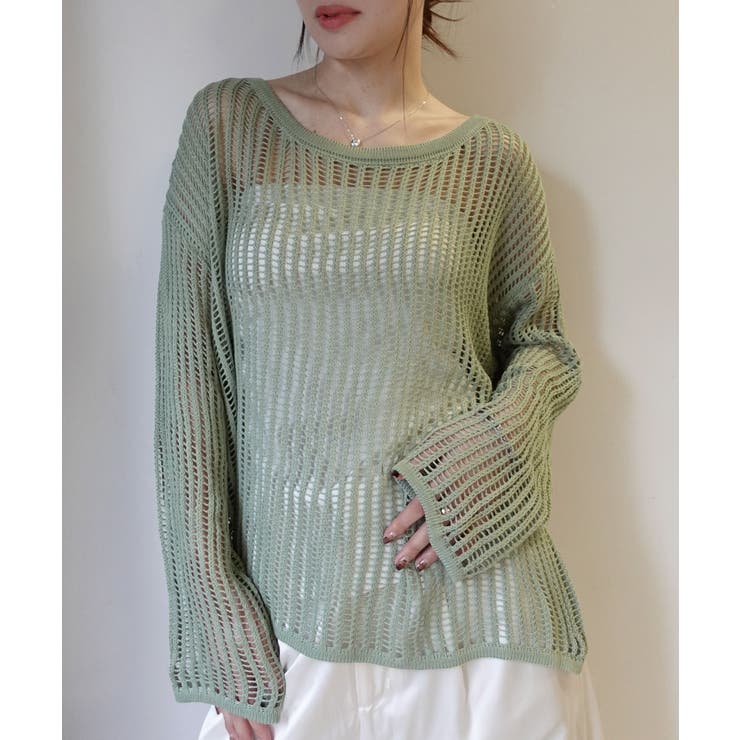 メッシュ編みルーズニットトップス | CORNERS  | 詳細画像8 