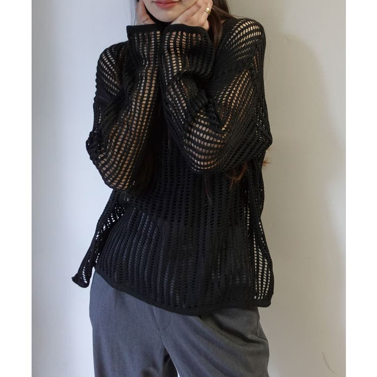 メッシュ編みルーズニットトップス | CORNERS  | 詳細画像7 