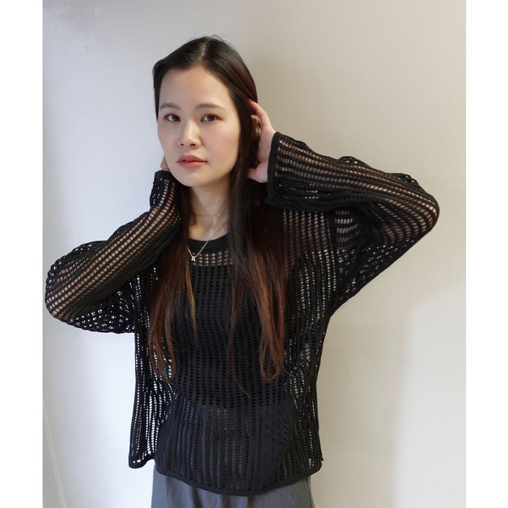 メッシュ編みルーズニットトップス | CORNERS  | 詳細画像6 