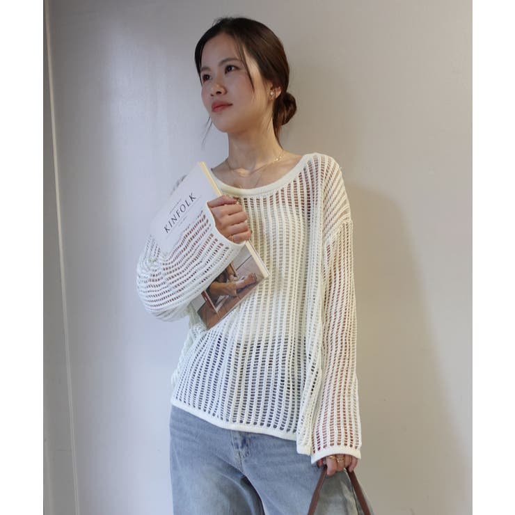 メッシュ編みルーズニットトップス | CORNERS  | 詳細画像2 