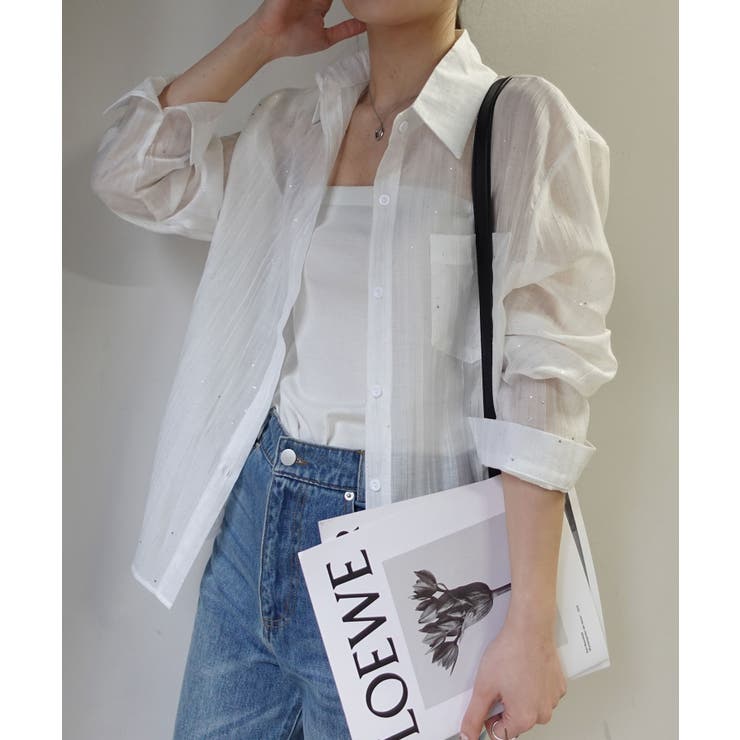 ホワイト | ワッシャーラメシアーシャツ | CORNERS 