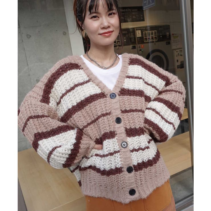 マルチボーダールーズニットカーディガン[品番：TRIW0003923]｜CORNERS