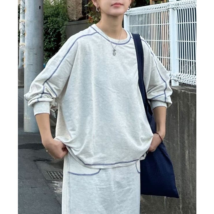 オートミール | 【CORNERS by KR】裏毛配色ステッチプルオーバー | CORNERS 