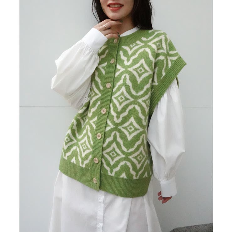 幾何学柄2wayニットベスト | CORNERS  | 詳細画像18 