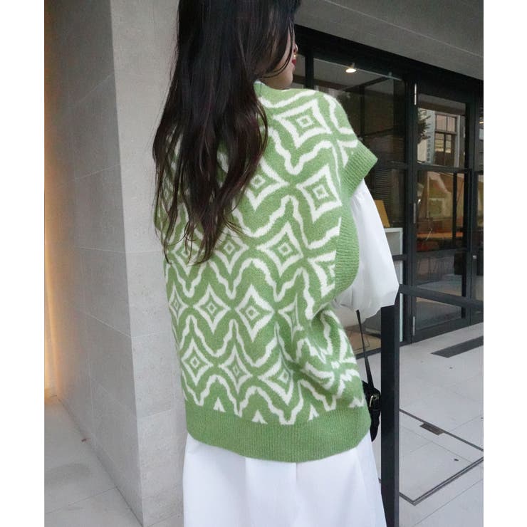 幾何学柄2wayニットベスト | CORNERS  | 詳細画像17 