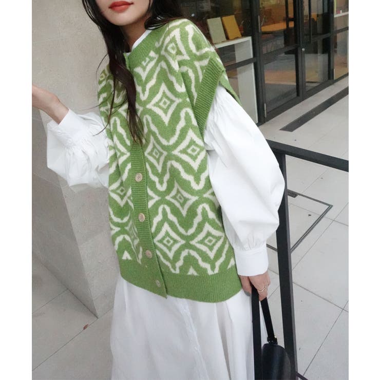 幾何学柄2wayニットベスト | CORNERS  | 詳細画像13 