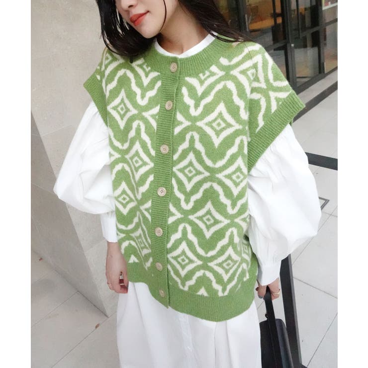 幾何学柄2wayニットベスト | CORNERS  | 詳細画像12 