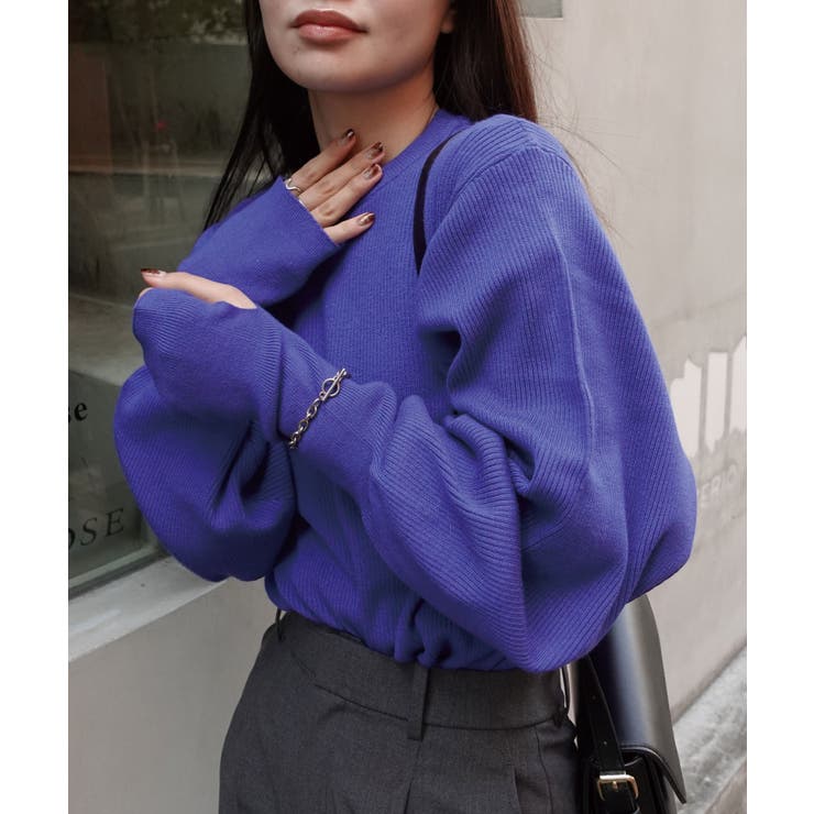 ブルー | サムホール付きニットプルオーバー | CORNERS 