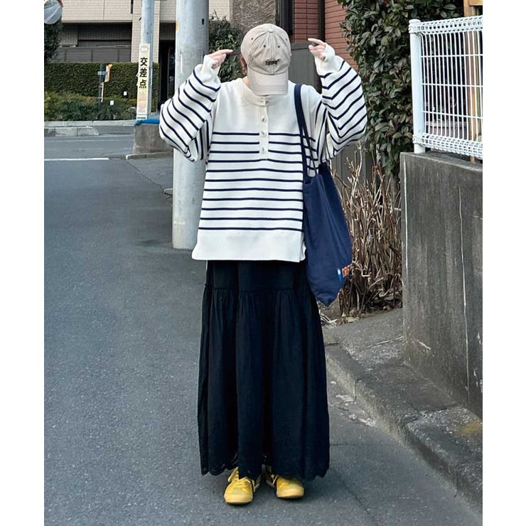 【CORNERS by KR】ボーダーヘンリーネックニット | CORNERS  | 詳細画像11 