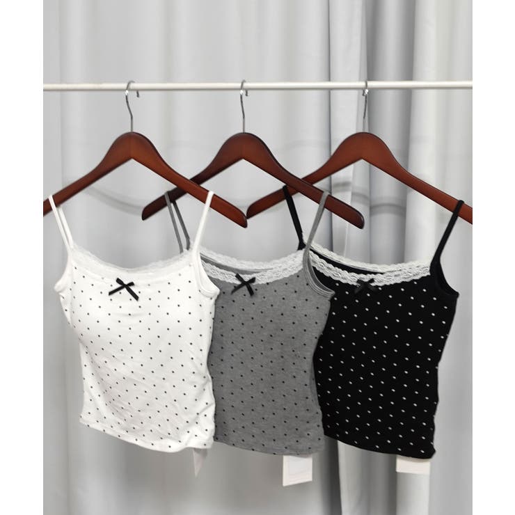 【2026SS新作】カップ付きドットレースキャミソール | CORNERS  | 詳細画像1 