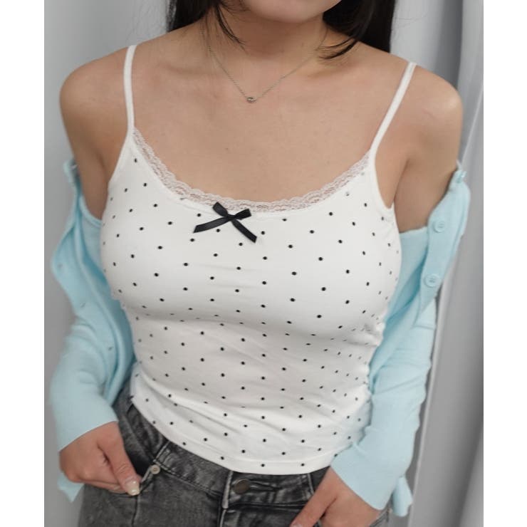 【2026SS新作】カップ付きドットレースキャミソール | CORNERS  | 詳細画像2 