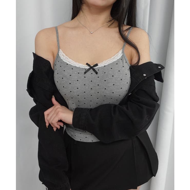 グレー | 【2026SS新作】カップ付きドットレースキャミソール | CORNERS 