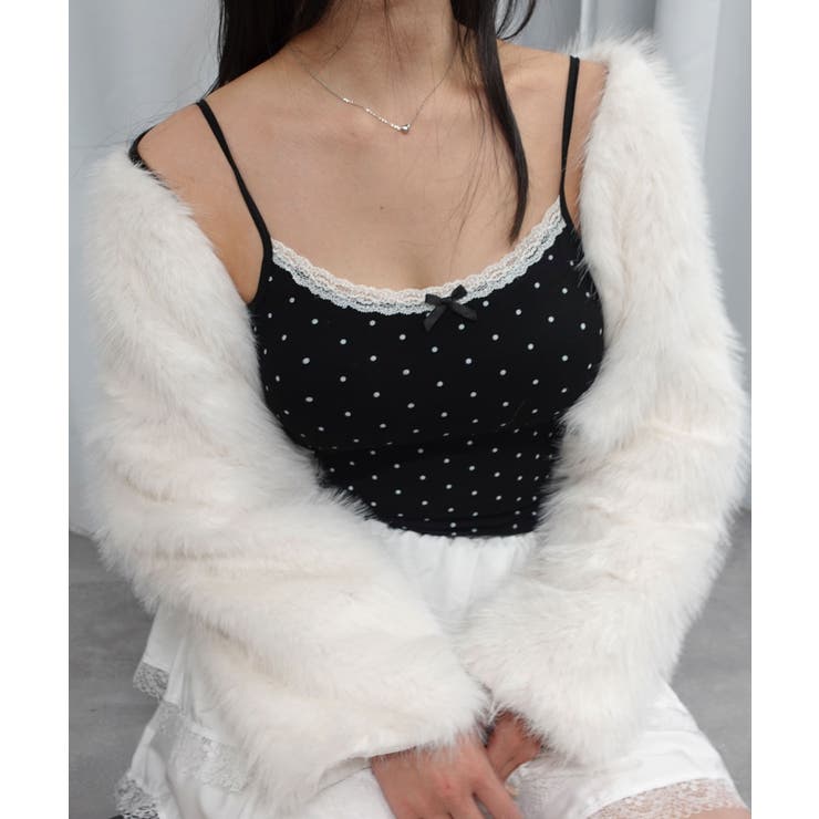 ブラック | 【2026SS新作】カップ付きドットレースキャミソール | CORNERS 