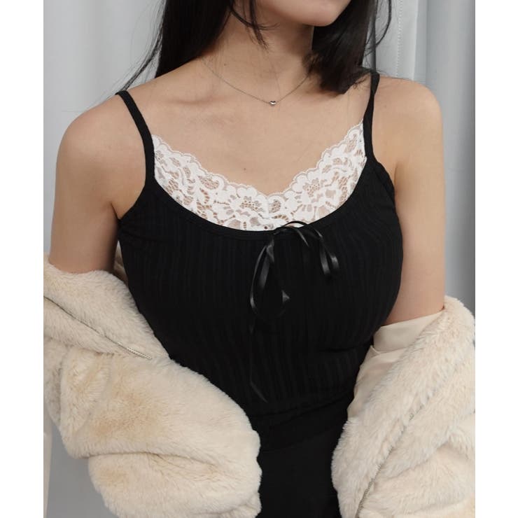 ブラック | 【2026SS新作】レースリボンキャミソール | CORNERS 