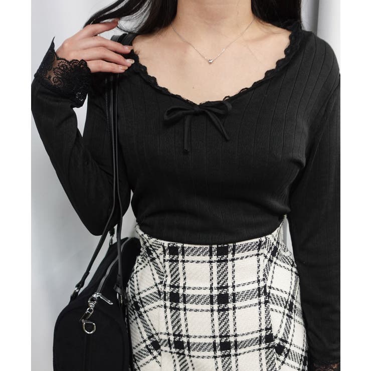 Vネックレース付きトップス | CORNERS  | 詳細画像4 