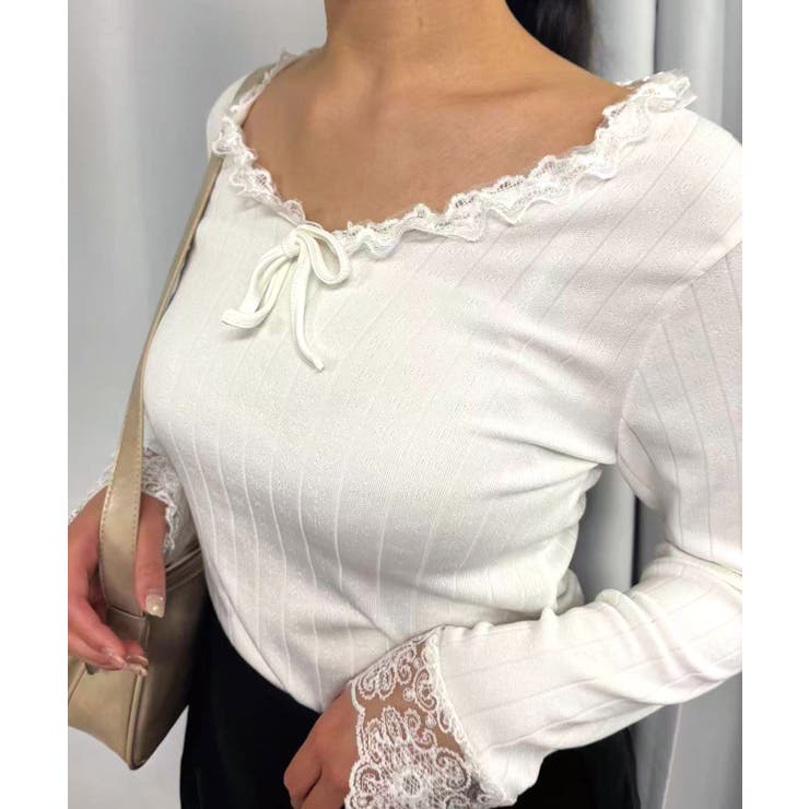 Vネックレース付きトップス | CORNERS  | 詳細画像3 