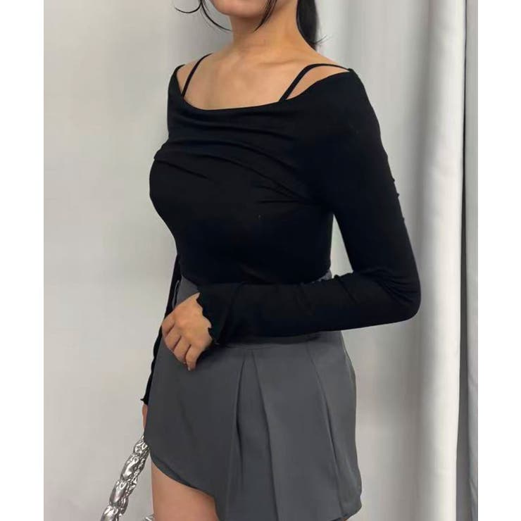 ブラック | オフショルリブトップス | CORNERS 