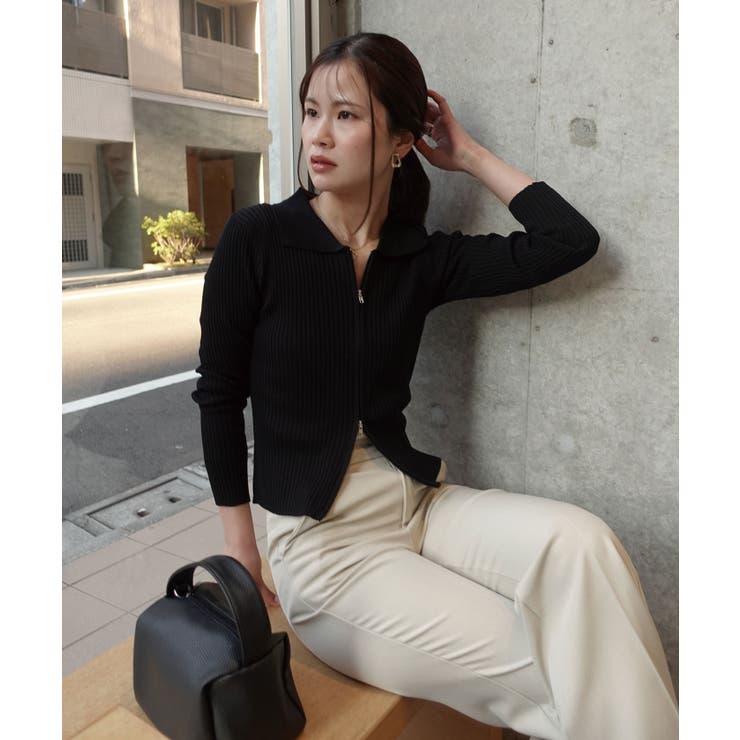 ダブルジップリブポロニットカーディガン | CORNERS  | 詳細画像2 