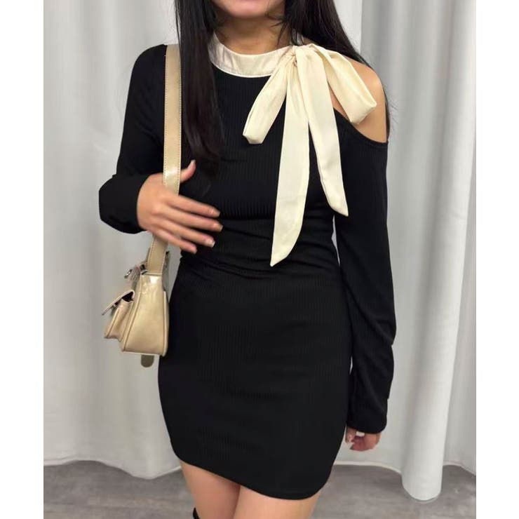 バイカラーリボンショルダーカットワンピース | CORNERS  | 詳細画像7 