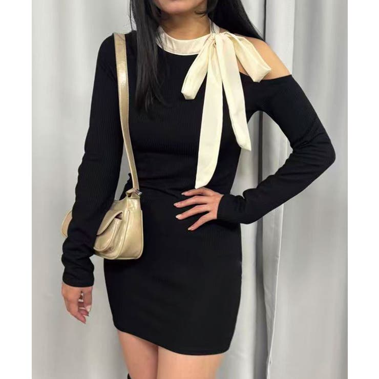 バイカラーリボンショルダーカットワンピース | CORNERS  | 詳細画像6 