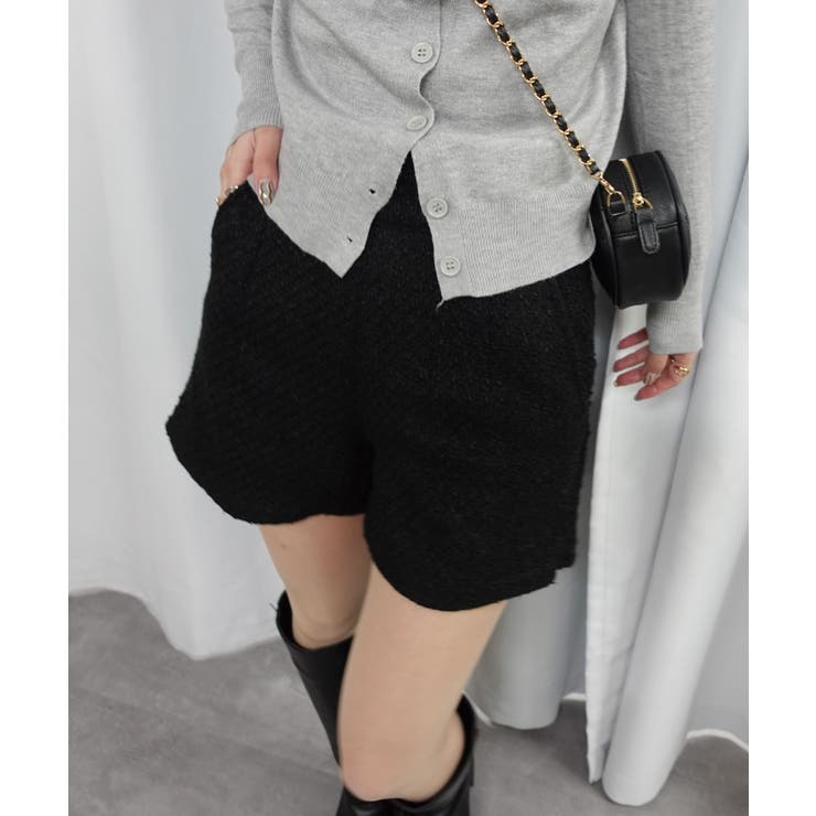 ブラック | ハイウエストツイードショートパンツ | CORNERS 