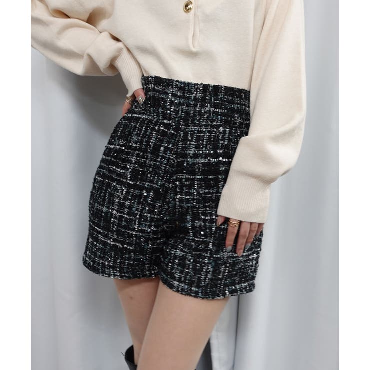 ツイードブラック | ハイウエストツイードショートパンツ | CORNERS 