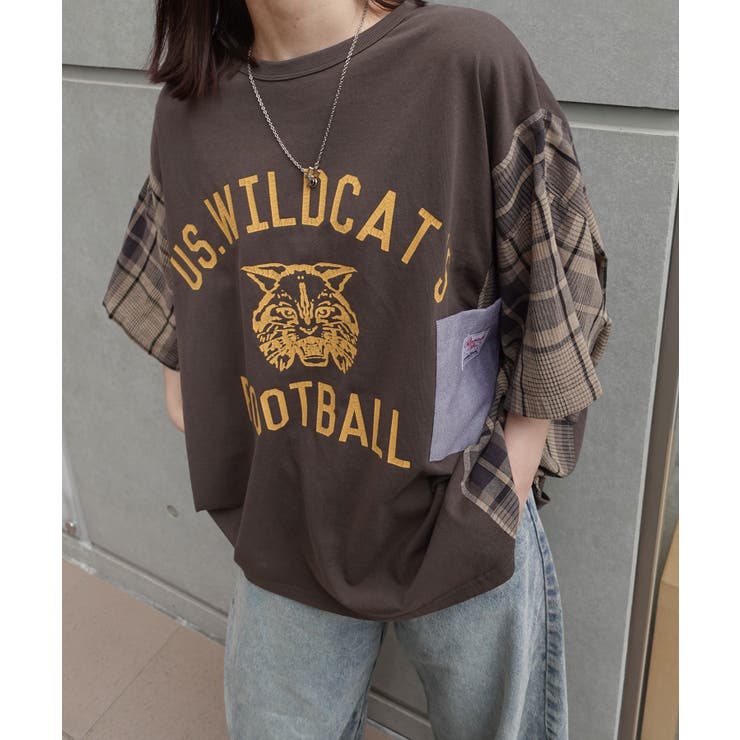 チェック切り替えTシャツ[品番：TRIW0004118]｜CORNERS