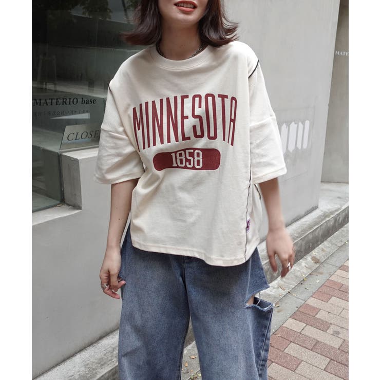 ワッフル切り替えカレッジロゴTシャツ | CORNERS  | 詳細画像15 