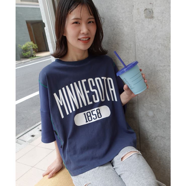 ワッフル切り替えカレッジロゴTシャツ | CORNERS  | 詳細画像5 