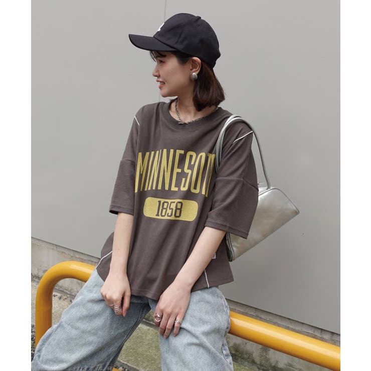 ワッフル切り替えカレッジロゴTシャツ | CORNERS  | 詳細画像8 