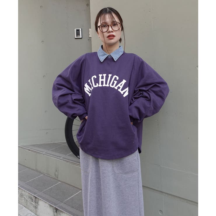 ネイビー | MICHIGAN袖ボリュームドルマンTシャツ | CORNERS 