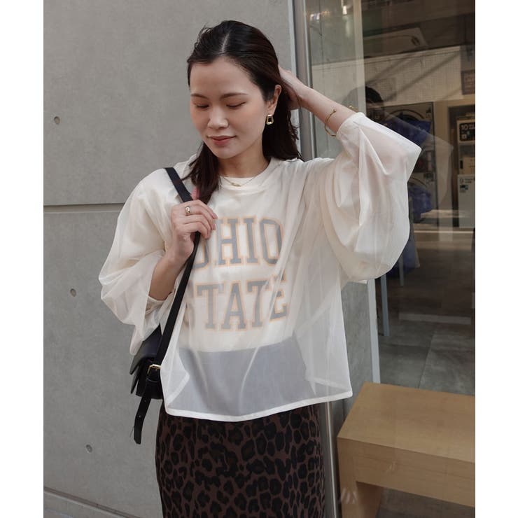 カレッジTシャツ×チュールトップスセット | CORNERS  | 詳細画像1 