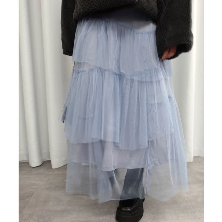ブルー | チュールランダムティアードスカート | CORNERS 