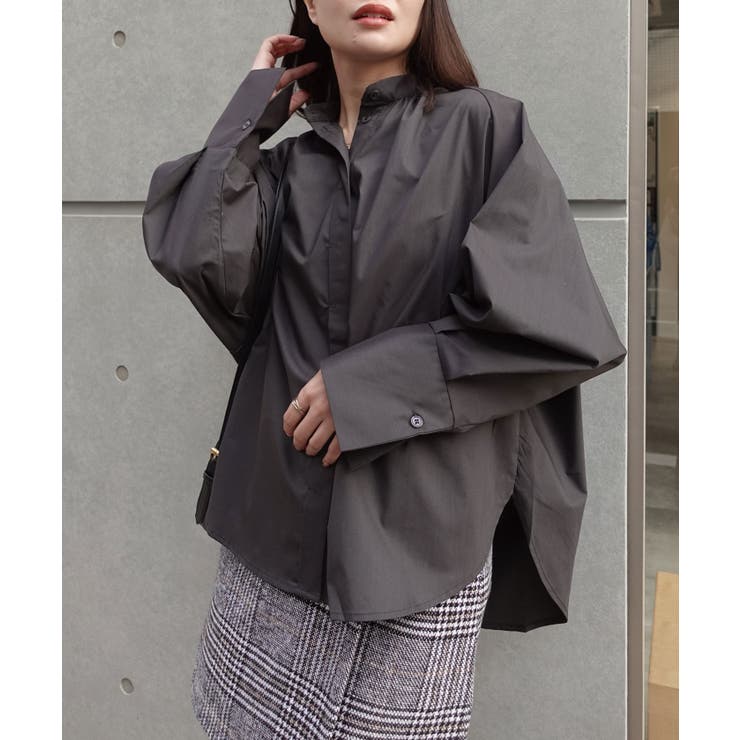 チャコールグレー | ブロードギャザードルマンブラウス | CORNERS 