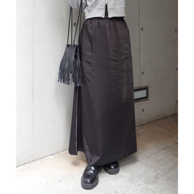 ブラック | ヴィンテージサテンロングスカート | CORNERS 