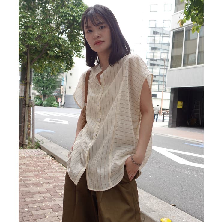 極美品 ドゥロワー シルク コットン シアーストライプブラウス フレンチスリーブ 極美品 ドゥロワー シルク コットン シアーストライプブラウス