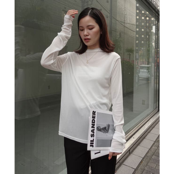 オフホワイト | パワーメッシュボトルネックロンT | CORNERS