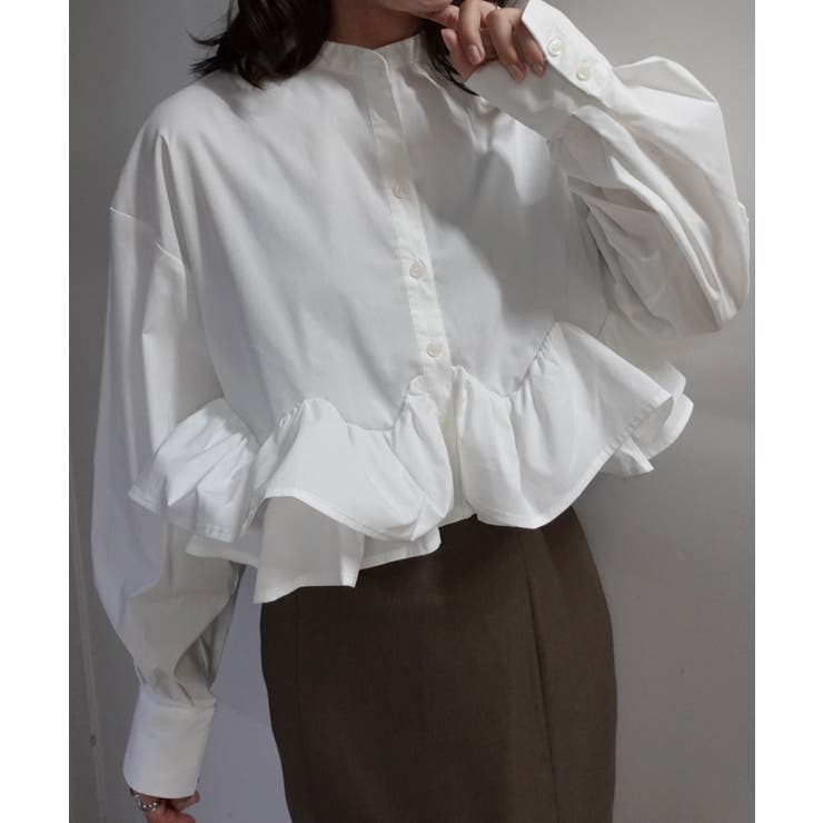 ホワイト | ブロードフリルヘムブラウス | CORNERS 