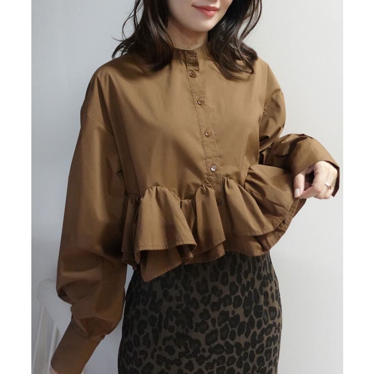 ブラウン | ブロードフリルヘムブラウス | CORNERS 